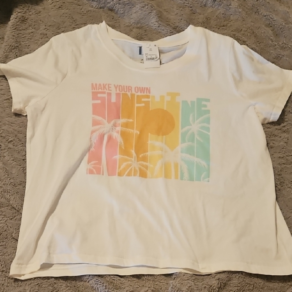 White T-Shirt with Colorful Graphic